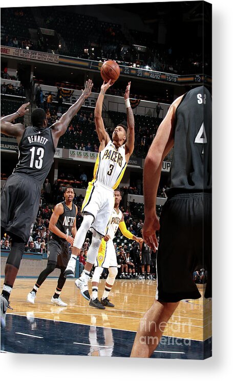 Nba Pro Basketball Acrylic Print featuring the photograph Brooklyn Nets V Indiana Pacers by Ron Hoskins
