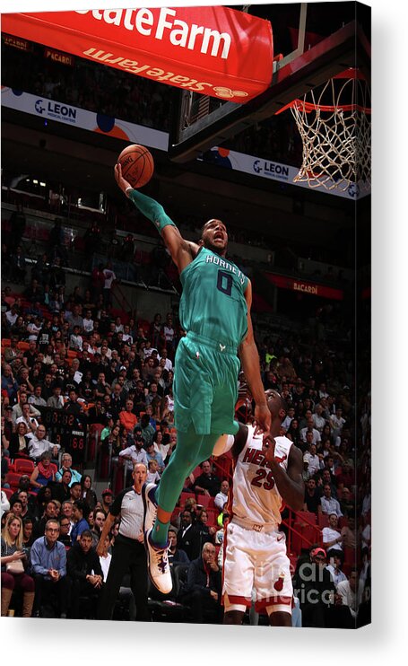 Nba Pro Basketball Acrylic Print featuring the photograph Charlotte Hornets V Miami Heat by Issac Baldizon