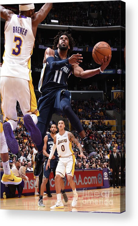 Mike Conley Acrylic Print featuring the photograph Memphis Grizzlies V Los Angeles Lakers by Andrew D. Bernstein