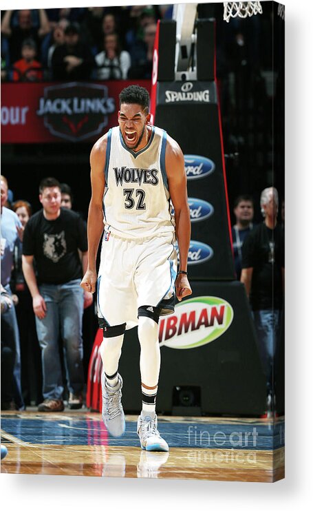 Karl-anthony Towns Acrylic Print featuring the photograph Milwaukee Bucks V Minnesota Timberwolves #5 by David Sherman