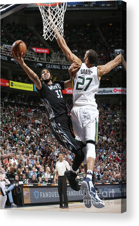 Nba Pro Basketball Acrylic Print featuring the photograph Minnesota Timberwolves V Utah Jazz by Melissa Majchrzak