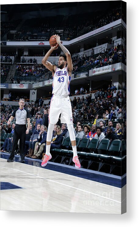 Nba Pro Basketball Acrylic Print featuring the photograph Philadelphia 76ers V Indiana Pacers by Ron Hoskins