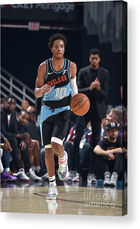 Darius Garland Acrylic Print featuring the photograph Indiana Pacers V Cleveland Cavaliers by David Liam Kyle