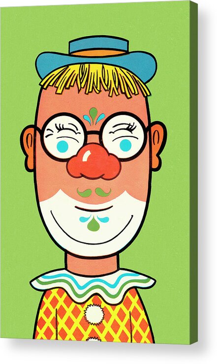Accessories Acrylic Print featuring the drawing Clown #6 by CSA Images