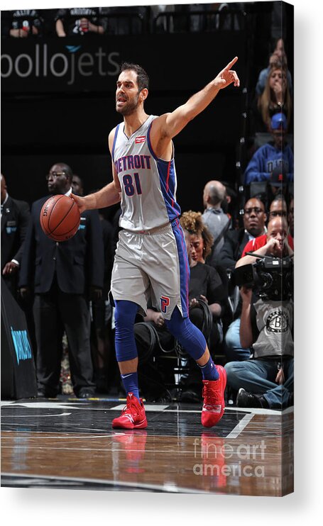 Nba Pro Basketball Acrylic Print featuring the photograph Detroit Pistons V Brooklyn Nets by Nathaniel S. Butler