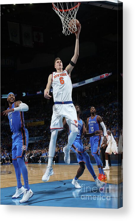 Nba Pro Basketball Acrylic Print featuring the photograph New York Knicks V Oklahoma City Thunder by Layne Murdoch