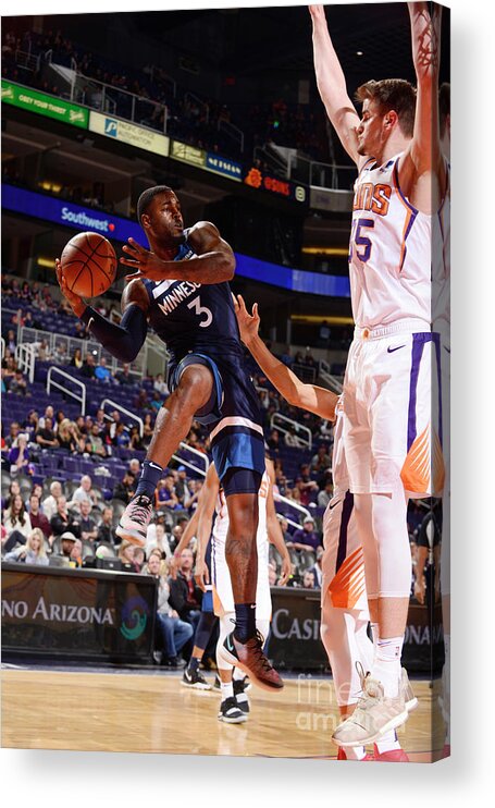 Nba Pro Basketball Acrylic Print featuring the photograph Minnesota Timberwolves V Phoenix Suns by Barry Gossage