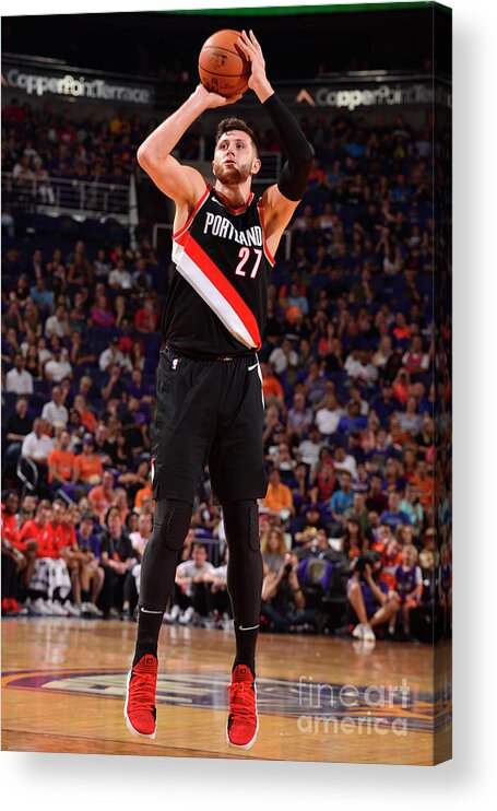Jusuf Nurkic Acrylic Print featuring the photograph Portland Trail Blazers V Phoenix Suns by Barry Gossage