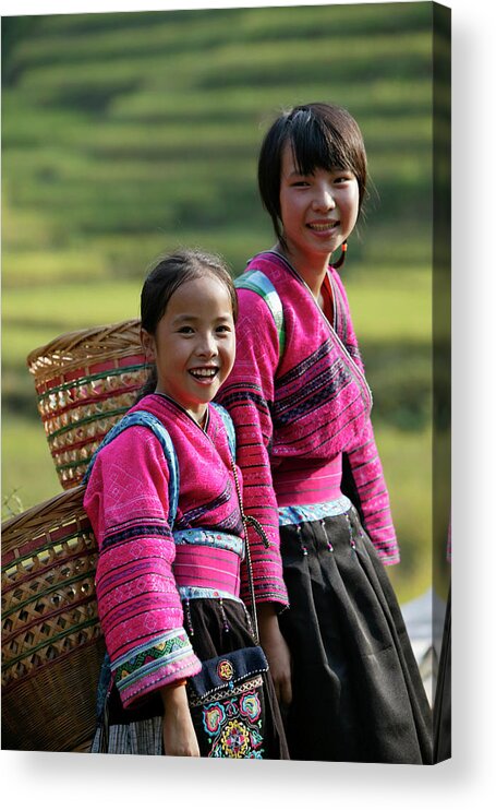 Girls Of Yao Minority Acrylic Print featuring the photograph 772-523 by Robert Harding Picture Library
