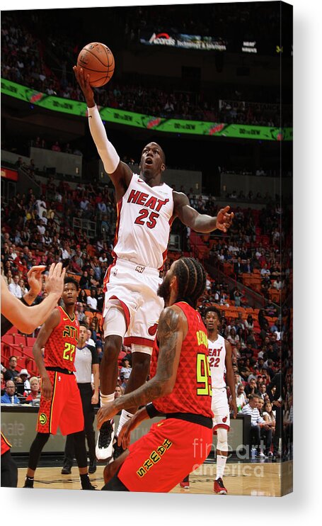 Kendrick Nunn Acrylic Print featuring the photograph Atlanta Hawks V Miami Heat by Oscar Baldizon