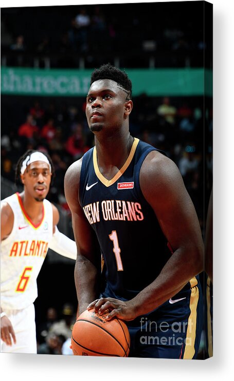 Zion Williamson Acrylic Print featuring the photograph New Orleans Pelicans V Atlanta Hawks by Scott Cunningham