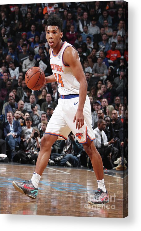 Allonzo Trier Acrylic Print featuring the photograph New York Knicks V Brooklyn Nets by Nathaniel S. Butler