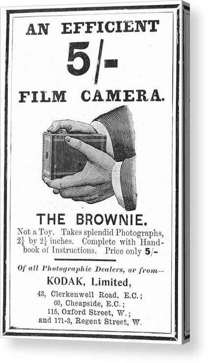 Engraving Acrylic Print featuring the drawing Advertisement For Kodak Brownie Box by Print Collector