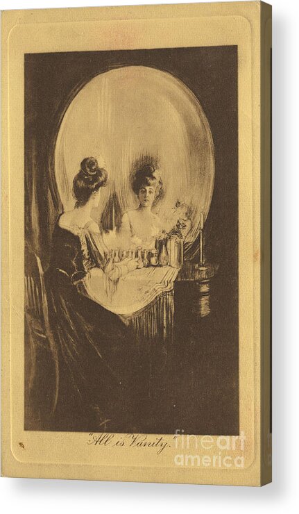 Painted Image Acrylic Print featuring the drawing All Is Vanity C 1900 by Heritage Images