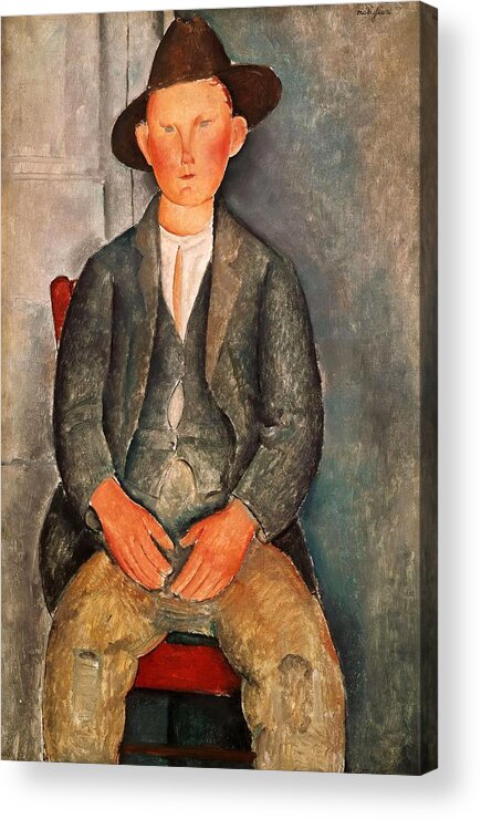 Amadeo Modigliani Acrylic Print featuring the painting Amadeo Modigliani / 'The Young Farmer', 1918, Oil on canvas. by Amedeo Modigliani -1884-1920-