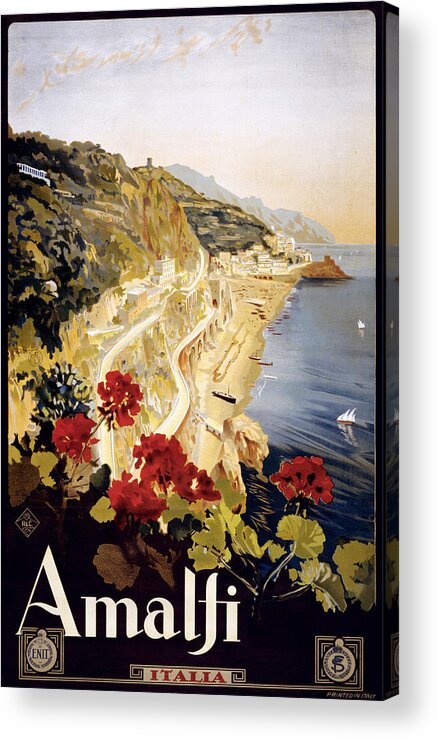 1910-1919 Acrylic Print featuring the photograph Amalfi Coast Travel Poster by Graphicaartis