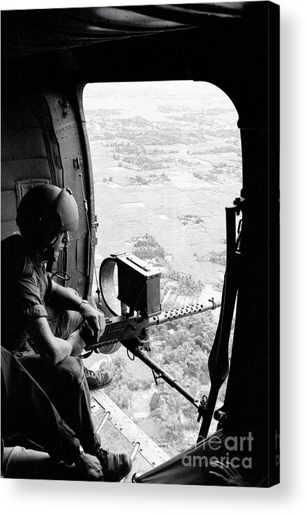 Ho Chi Minh City Acrylic Print featuring the photograph American Helicopter Gunner by Bettmann