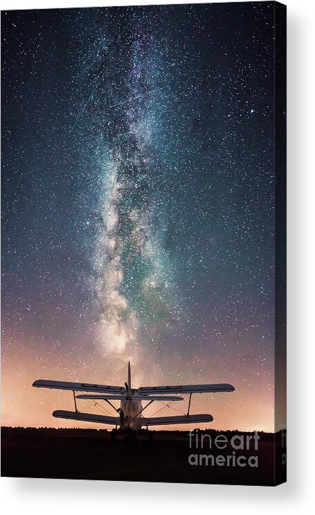 Scenics Acrylic Print featuring the photograph An Old Airplane Parked At An Aerodrome by Simon Alexander