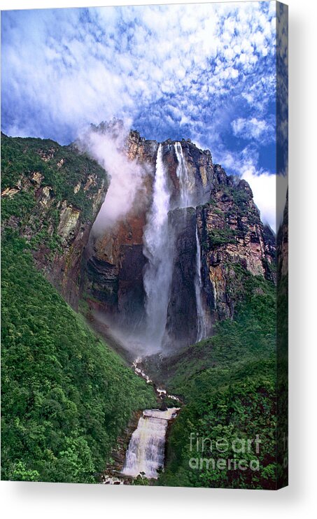 Dave Welling Acrylic Print featuring the photograph Angel Falls And Ayuan Tepui Canaima National Park Venezuela by Dave Welling