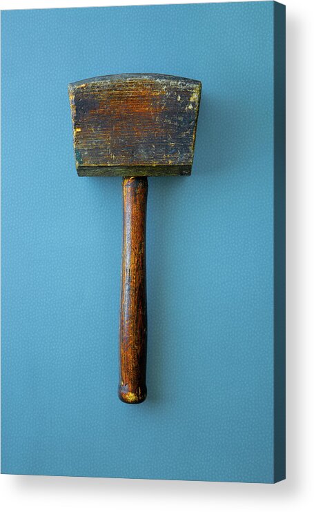 Mallet Acrylic Print featuring the photograph Antique Wooden Carpenter's Hammer by David Smith