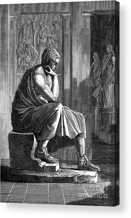Engraving Acrylic Print featuring the drawing Aristotle 384-322 Bc, Ancient Greek by Print Collector