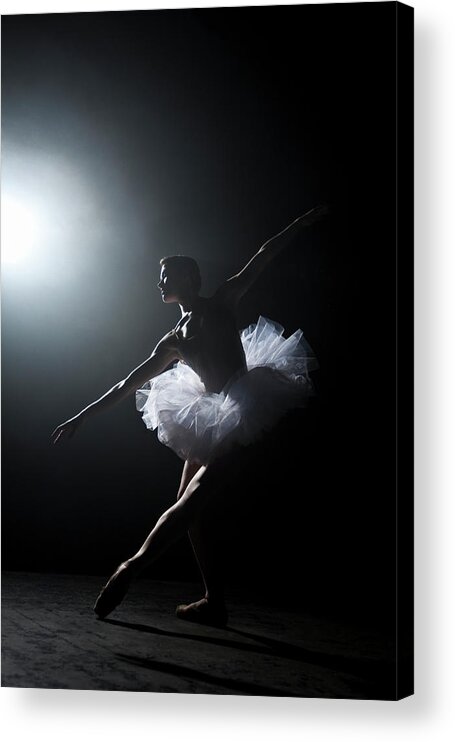 Ballet Dancer Acrylic Print featuring the photograph Ballerina Performing On Stage Under by Nisian Hughes