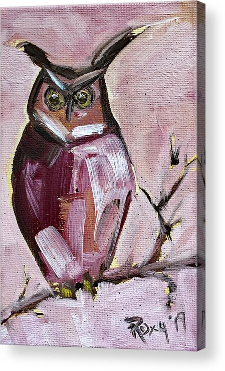 Owl Acrylic Print featuring the painting Barn Owl by Roxy Rich