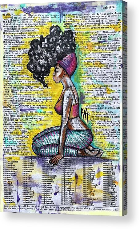 Words Acrylic Print featuring the painting Be Strong-Don't let them break you by Artist RiA