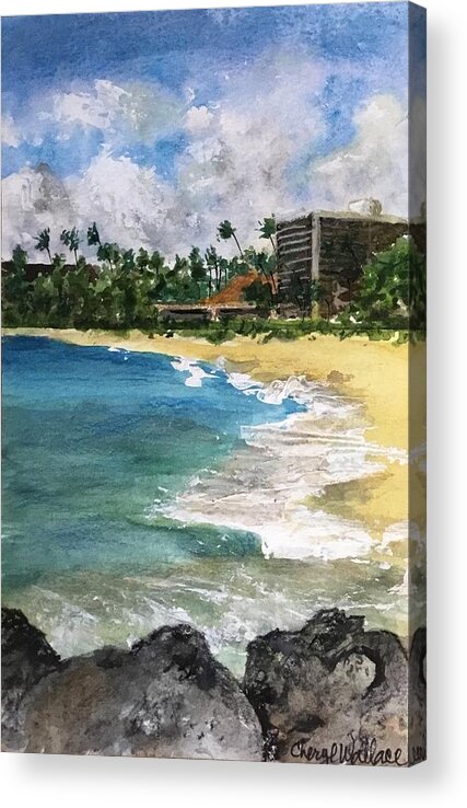 Maui Acrylic Print featuring the painting Beach at Lahaina by Cheryl Wallace