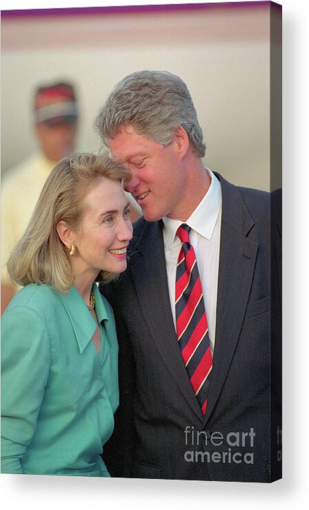 Democracy Acrylic Print featuring the photograph Bill And Hillary Clinton Getting Close by Bettmann