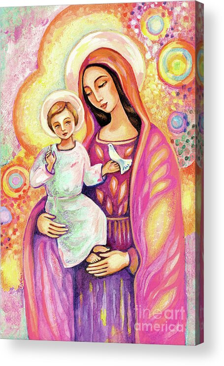 Mother And Child Acrylic Print featuring the painting Blessing from Light by Eva Campbell