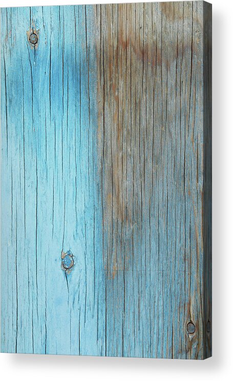Cutting Board Acrylic Print featuring the photograph Blue And Tan Wood Background by Costint