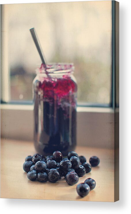 Spoon Acrylic Print featuring the photograph Blueberries And Jam by Michelle Mcmahon