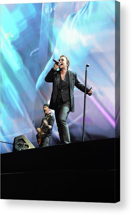 U2 Acrylic Print featuring the photograph Bono and the Edge during U2 Joshua Tree Tour 2017 New Orleans Superdome by Shawn O'Brien