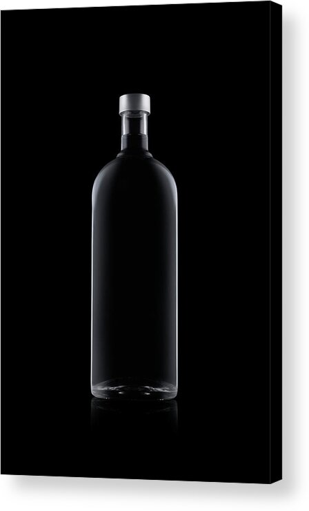 Black Color Acrylic Print featuring the photograph Bottle Of Water Isolated On Black by Kedsanee