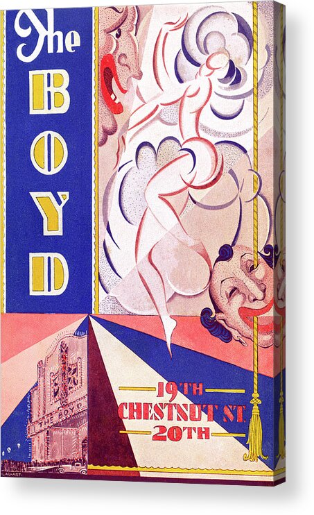 Boyd Theatre Acrylic Print featuring the mixed media Boyd Theatre Playbill Cover by Lau Art