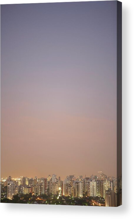 Tranquility Acrylic Print featuring the photograph Brazil, Sao Paulo, Cityscape At Sunset by Thomas Northcut