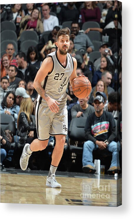 Nicolas Laprovittola Acrylic Print featuring the photograph Brooklyn Nets V San Antonio Spurs by Mark Sobhani