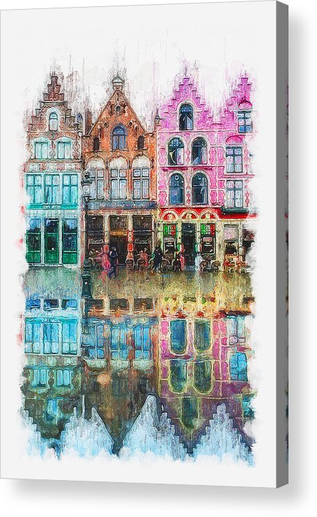 Belgium Acrylic Print featuring the painting Bruges, Belgium - 01 by AM FineArtPrints