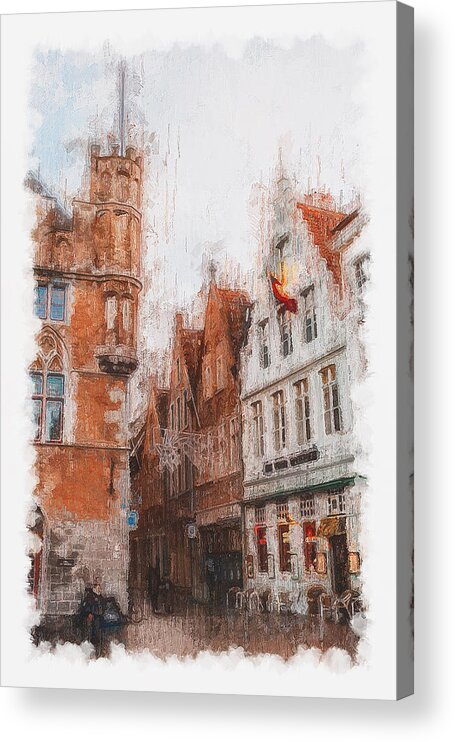 Belgium Acrylic Print featuring the painting Bruges, Belgium - 03 by AM FineArtPrints