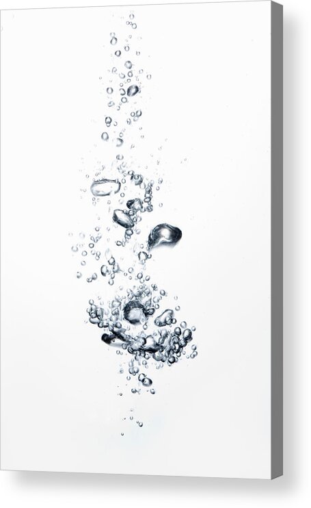 White Background Acrylic Print featuring the photograph Bubbles Rising Through Water by Hiroshi Watanabe