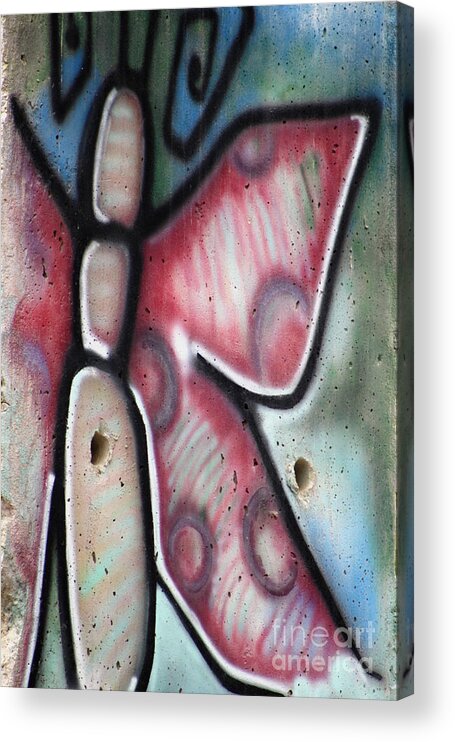 Berlin Acrylic Print featuring the photograph Butterfly Graffiti on a Piece of the Berlin Wall by Colleen Cornelius