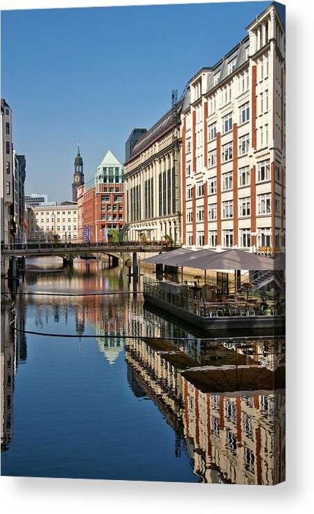 Tranquility Acrylic Print featuring the photograph Canal-side Houses And Bridges In by Izzet Keribar