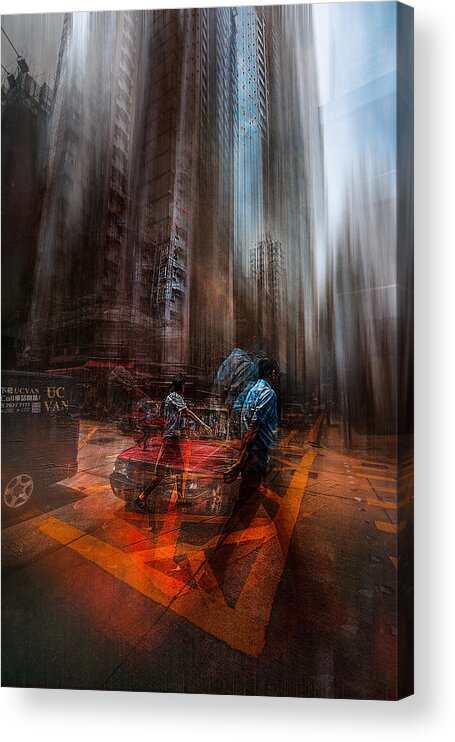 Hongkong Acrylic Print featuring the photograph Chaos In The Streets Of Hk by Carmine Chiriaco