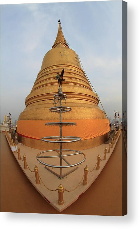Pagoda Acrylic Print featuring the photograph Chedi Golden Mountain Wat Saket Bangkok by Michaël Ducloux