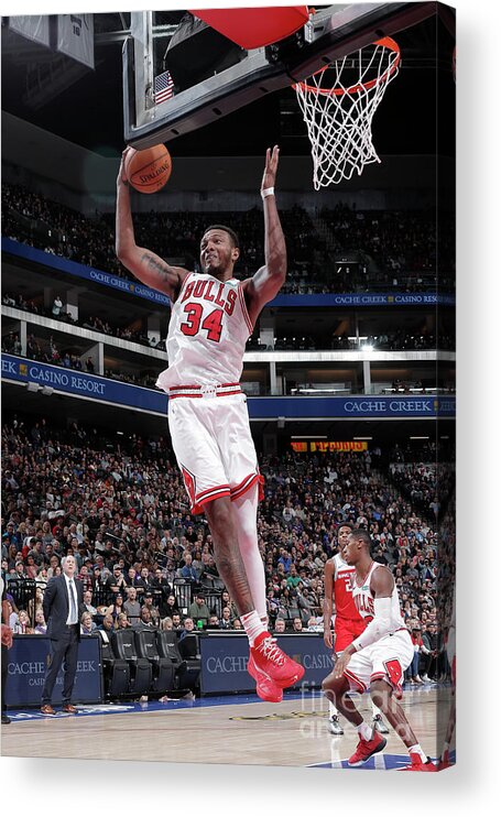 Wendell Carter Jr Acrylic Print featuring the photograph Chicago Bulls V Sacramento Kings by Rocky Widner