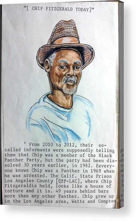 Black Art Acrylic Print featuring the drawing Chip Fitzgerald Today by Joedee