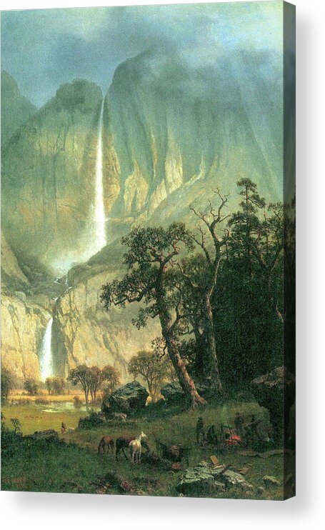 Bierstadt Acrylic Print featuring the painting Cho-Looke, Yosemite Waterfall by Albert Bierstadt