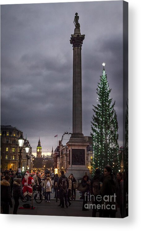 Father Christmas Acrylic Print featuring the photograph Christmas in Trafalgar Square, London by Perry Rodriguez