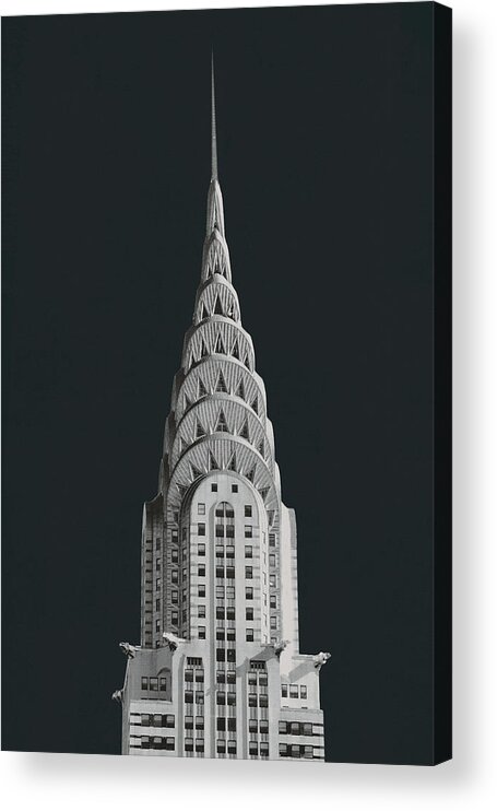 Architecture Acrylic Print featuring the mixed media Chrysler Building On Black by Wild Apple Portfolio